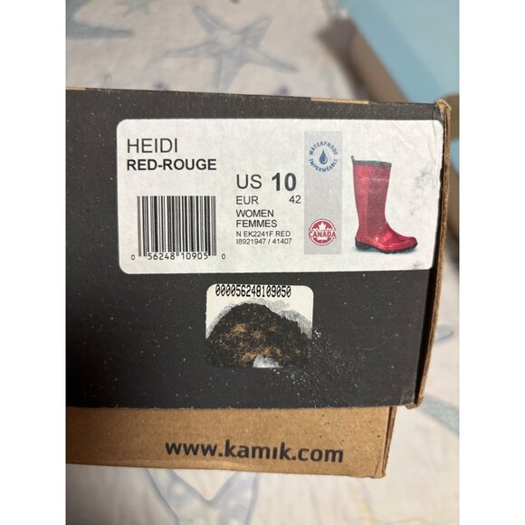 Kamik Heidi Round Toe Rain Boot Red Rouge Sz 10 Mid Calf Outdoor Waterproof - Picture 6 of 8
